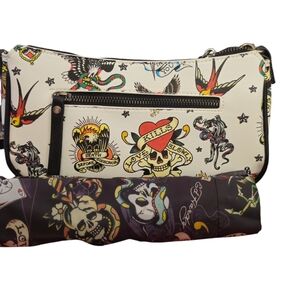 Ed Hardy White Tattoo Skull Print Women's Bag & Umbrella Set